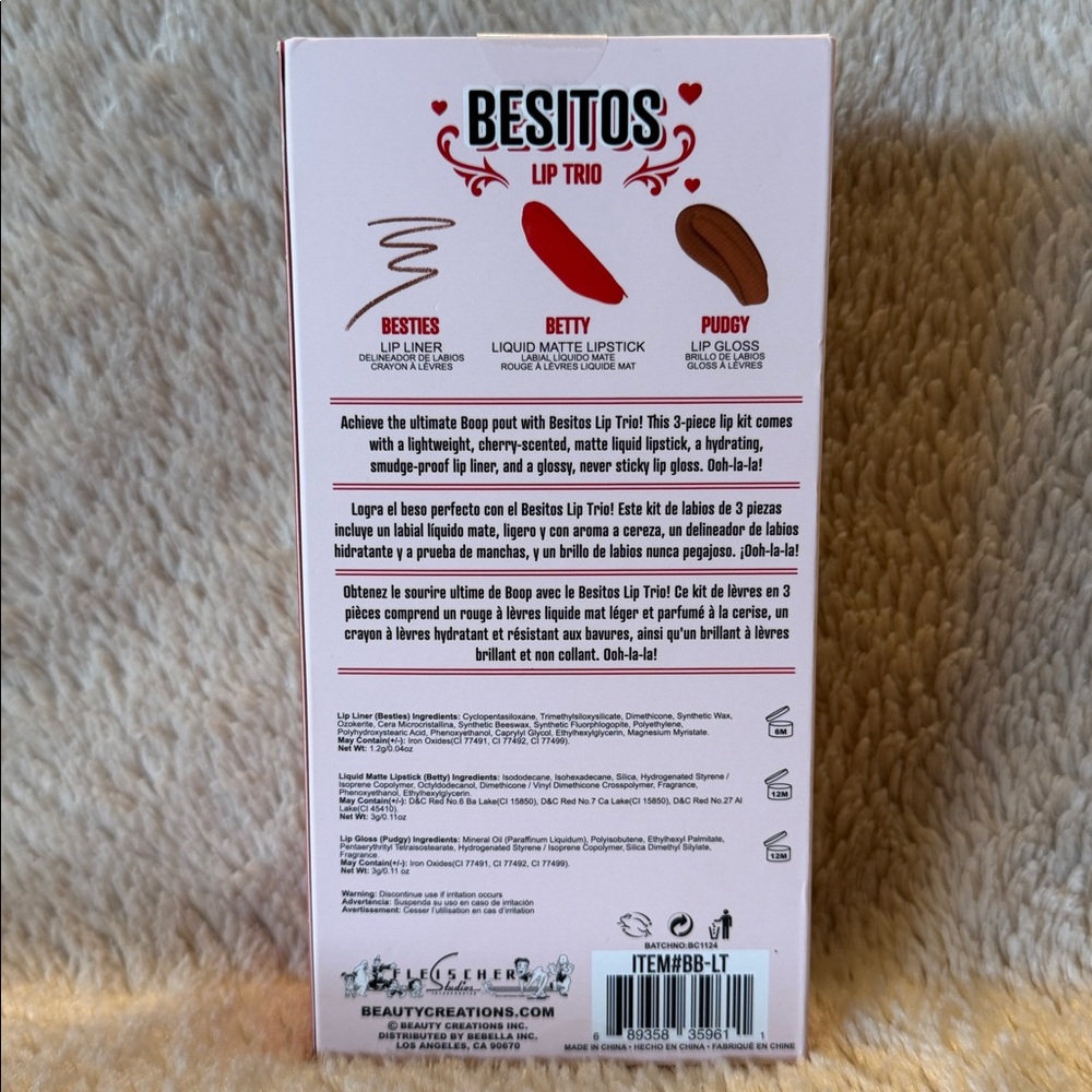 BETTY BOOP X BEAUTY CREATIONS "Besitos" Lip Trio - Picture 4 of 10